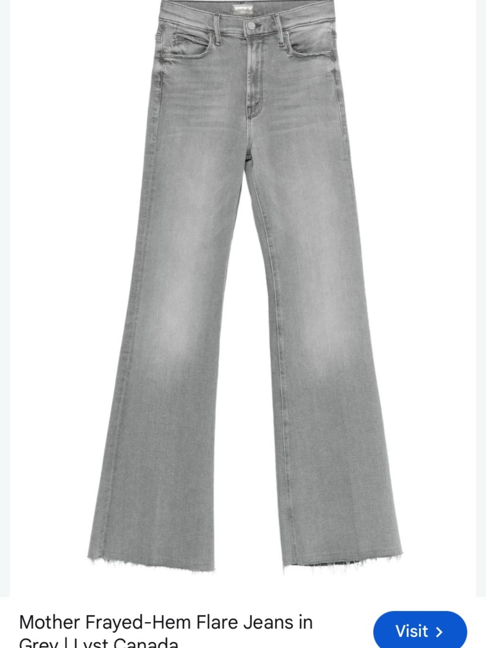 MOTHER Grey Frayed-Hem Wide-Leg Jeans